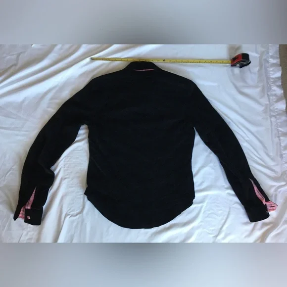 Vintage EUC Andrea Baker black corduroy button down top/jacket with plaid accent - Picture 6 of 12